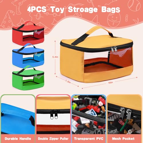 Bolsas de almacenamiento de juguetes transparentes grandes para solucionar el caos de piezas sueltas 4