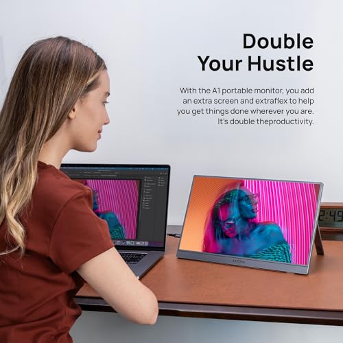 Image of ARZOPA Portable Monitor 15.6'' FHD 1080P - Ultra-Slim Portable Laptop Monitor with Kickstand - IPS Display for PC, MAC, Phone, Xbox, PS5 - USB C & HDMI Connectivity - A1 Gray