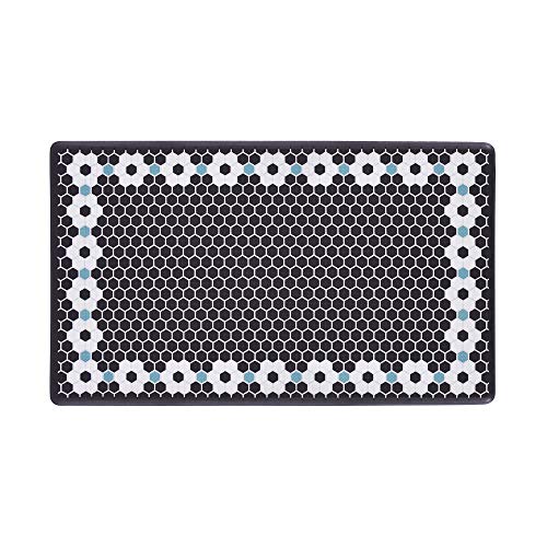 Dash Wellness Mat, Anti Fatigue Comfort Floor Mat - Perfect for Standup Desks, Kitchens, and Garages - Relieves Foot, Knee, and Back Pain - Black Flower Tile Print, 20