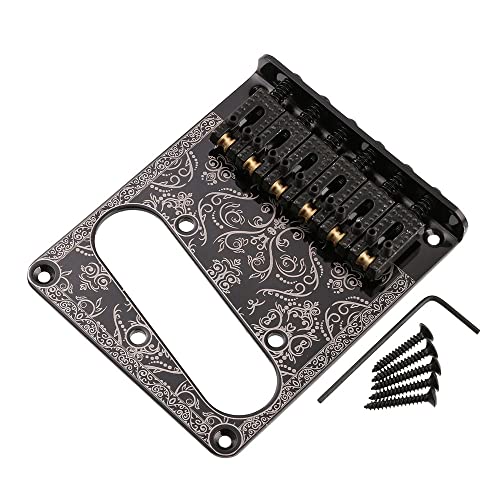Lyws Black 6 String Carved Roller Saddle Bridge Plate For Fender Telecaster Tele Electric Guitar #TOP23