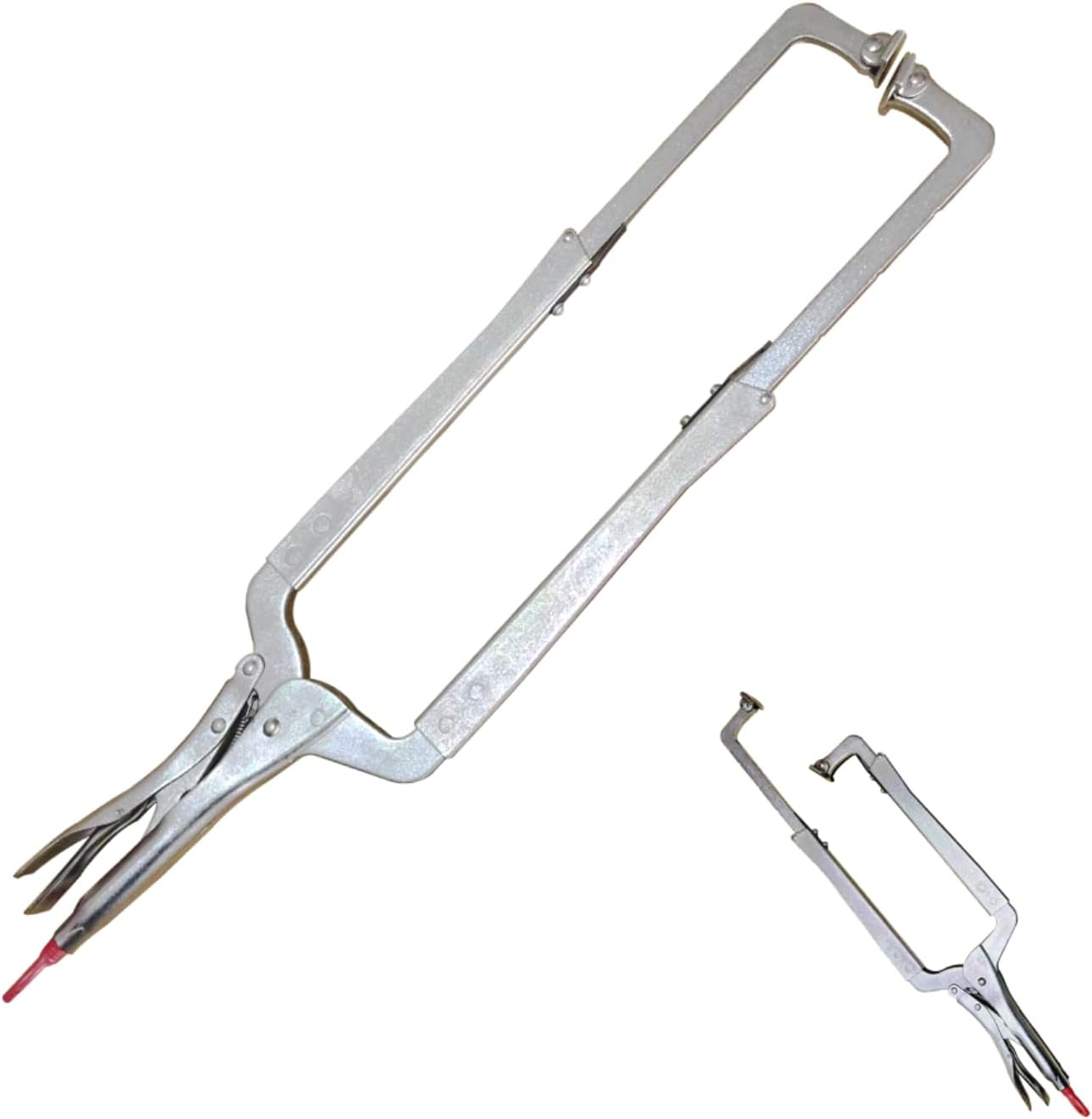 24-inch Adjustable Length C-Clamp Locking Pliers with Swivel Pad, Large Locking C-Clamp, Maximum 10-inch Clamping Range (1 PCS)