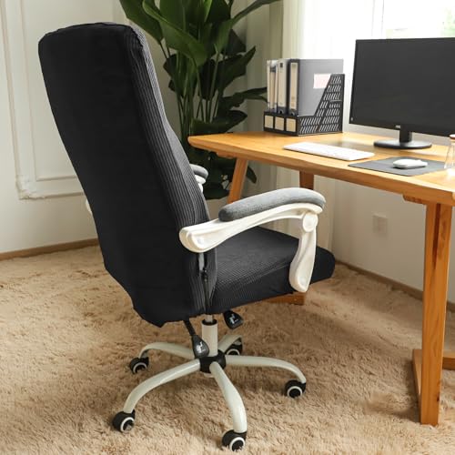 Image of FORCHEER Large Office Chair Covers Stretchable XL Office Chair Cover, Big and Tall Computer Chair Covers (Large,Black)