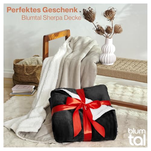 Blumtal Premium Sherpa Kuscheldecke flauschig 150x200 cm - Oeko-Tex zert. Sofa Decke mit Dicker Sherpa-Innenseite - super Flauschige Decke extra dick und wärmend - Plüschdecke - Anthrazit