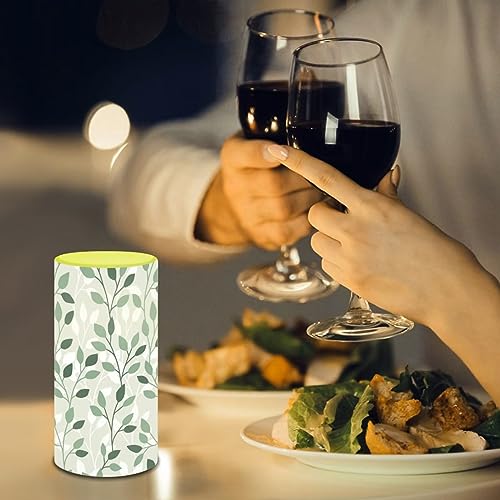 Image of Leaf Green Flameless Light Candles Home Table Ornaments, Battery Operated Candles with Color Changing Timer Remote Control Fake Pillar Candles Tealights Spring Home Decoration