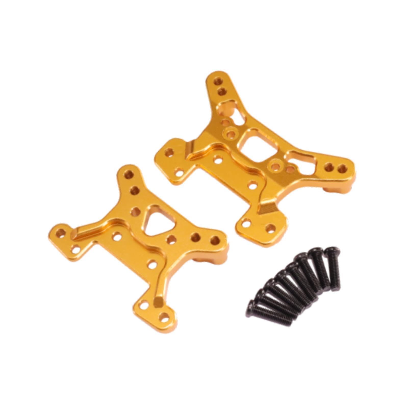 DYNWAVE Front and Rear Shock Towers,Replacement Spare Parts Shock Mounts,RC Car Accessories for Wltoys 144016 144018 1/14 1/12 RC Car, Gold