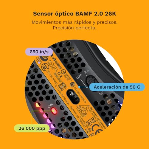 GLORIOUS Gaming Model D 2 Wireless Ratón Gaming inalámbrico - ergonómico, superligero 66 g, 210 h de batería, Sensor óptico 26K, 6 Botones programables, 80 Millones de clics, FPS, MMO, MOBA - Negro - imagen 6