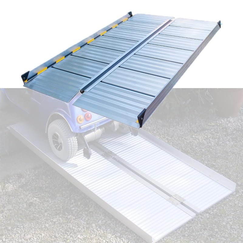 Składana aluminiowa rampa do wózków inwalidzkich i motocykli, bardzo szeroka, 120 x 75 x 5,5 cm, lekka rampa progowa dla łatwego dostępu i mobilności