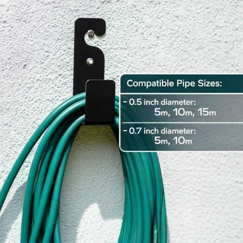 Image of Pipe Holder Wall Mount | Hose Holder-Garden Hose Hanger | Water Pipe Stand | Wall Mounted Hose Rack-Heavy Duty Pipe Hanger for Outdoor Home Use-Pack of 2