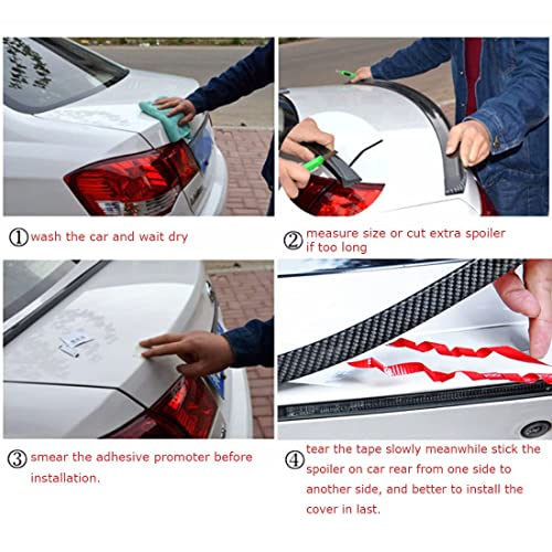 Tutuya Universal Car Spoiler, 4.92Ft/1.5M Matte Black Car Trunk Spoiler Lip Kit Rubber Strip Bar Spoiler Tailfin Tail Fin Rear Wing Tailgate Hatchback For Maost Of Popular Cars #TOP6