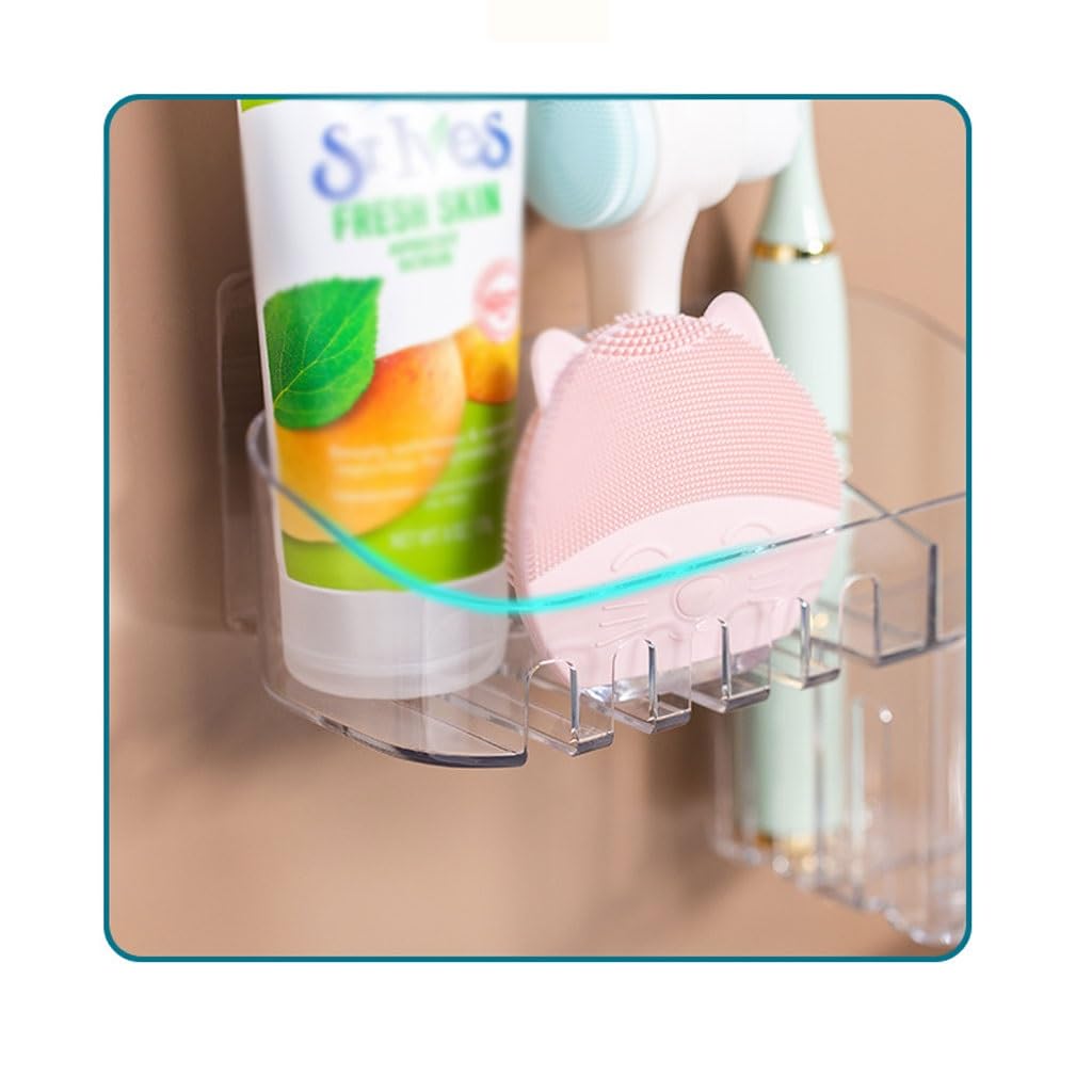 Portaspazzolini Portaspazzolino da bagno a parete in plastica trasparente portadentifricio con scatola di scarico Porta Spazzolino da Denti(L23cm)