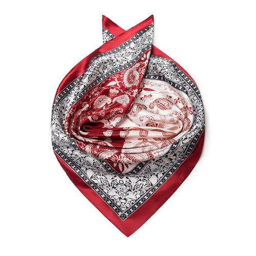 Image of 35 inch Men's Silk Cowboy Scarf - Oversized Western Bandana Neckwear, Large Square Scarf with Gift Packaging