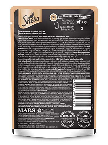 Pack Ração Úmida Sheba Sachê para Gatos Adultos Sabor Salmão ao Molho 85g - 40 unidades