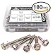Comdox Hex Washer Head Sheet Metal Screws Kit, Color Carbon Steel Self Drilling Screws Assortment Kit, Self Tapping Tek Screws With Drill Point, #12 x 3/4" to #12 x 2" Length (Pack of 100)