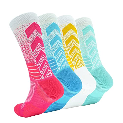 4Pairs Basketball Socks Cushion Athletic Crew Thick Performance Sport Soccer Towel Socks 7-12