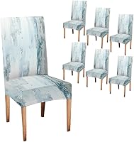 Vista 87 de TOMWISH Fundas para Sillas De Comedor 6, Fundas para sillas de comedor, pintura de arte abstracto, funda extraíble elástica de elastano para silla