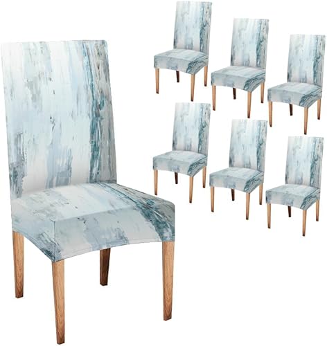 Miniatura 87 de TOMWISH Fundas para Sillas De Comedor 6, Fundas para sillas de comedor, pintura de arte abstracto, funda extraíble elástica de elastano para silla