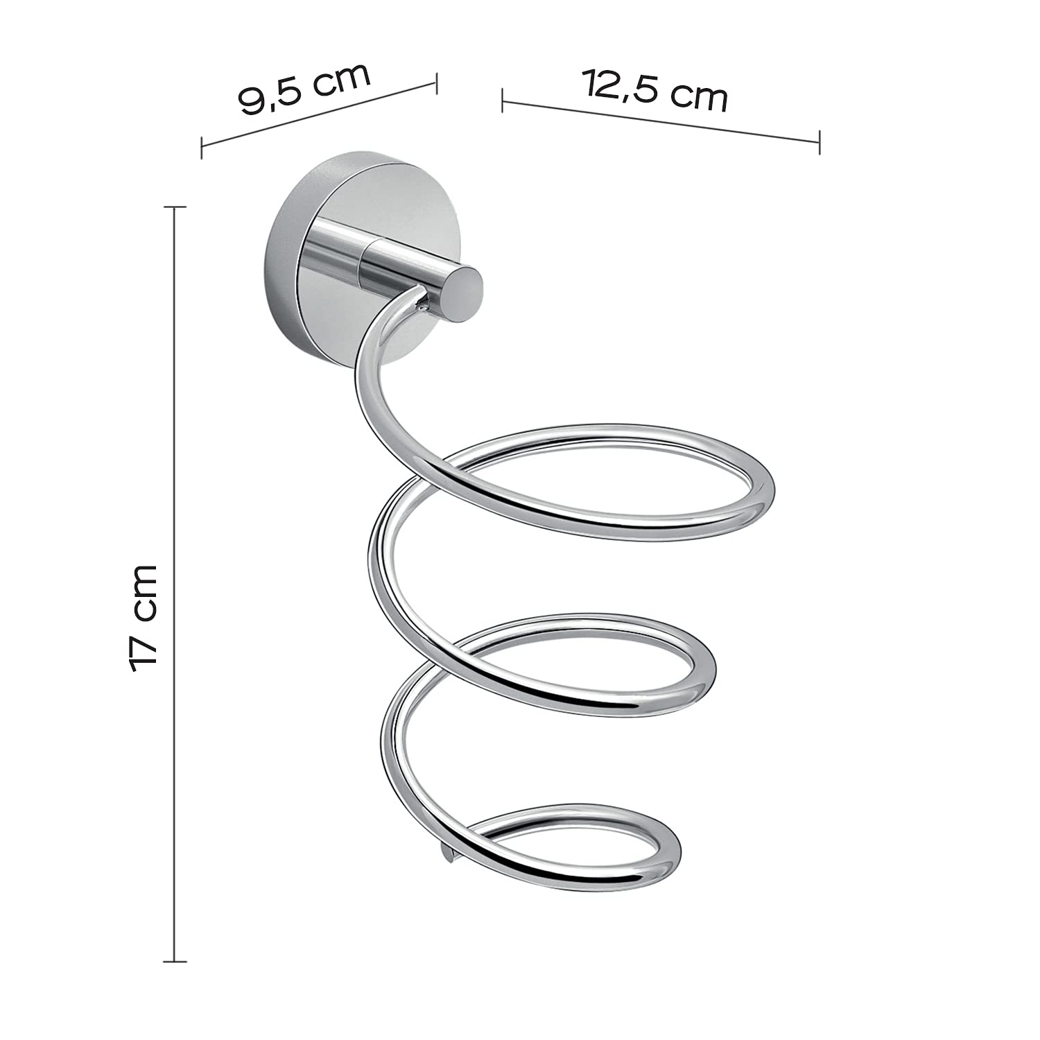Gedy Osaka, Porta asciugacapelli Cromato, Misure 17 x 9,5 x 12,5 CM, Porta phon Realizzato in Cromall®, Acciaio Inox e contenitori in Vetro Satinato, 10 Anni di Garanzia, Design R&S