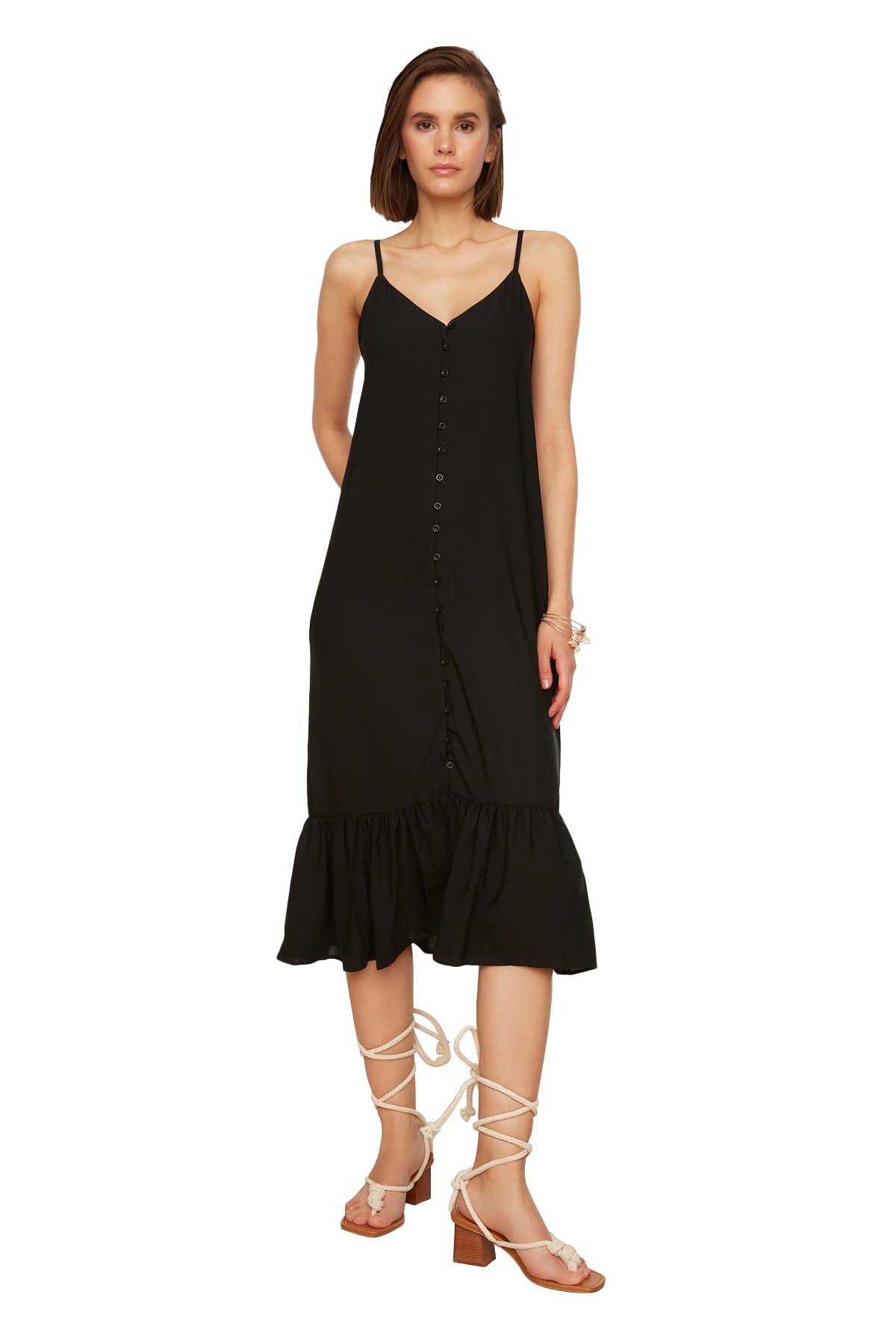 Trendyol Women's Hangy Button Dress, Black, 8