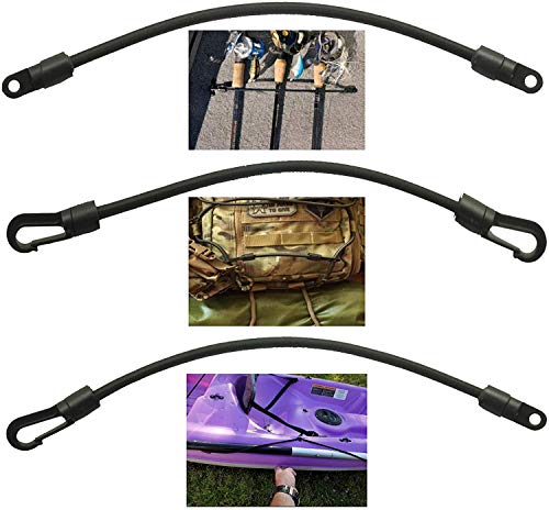 ?pack of 3?, Gunwale/Deck Mount Retractable Rod Tie-Down,Fishing Stretch Rod Tamer Straps Pole Holder Deck Mount Connector, Lashing Straps Shock Cord Hook Kayak Bungee rope Camping,Marine Nautical Use