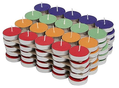 Image of Paraffin Wax Candles Smokeless & Long Lasting Perfect for Decoration of Diwali, Christmas, Dinner, Wedding Parties, Church, Spa, Restaurant(Multicolor, Set of 50 - Burn Time 2 Hr)