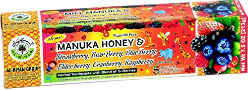 ORGANIC HERBAL TOOHPASTE FOR ADULTS AND KIDS - MANUKA HONEY & STRAWBERRY, BEAR BERRY, BLUE BERRY, ELDER BERRY, CRANBERRY, RASPBERRY