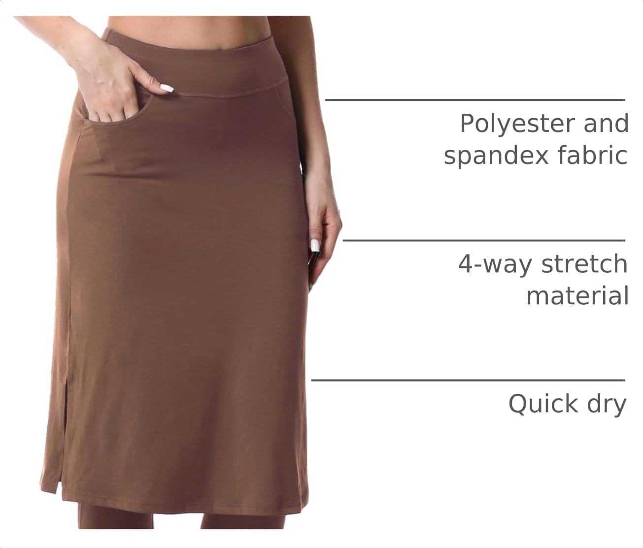 HOKOYI Women's Modest Long Skirt with Attached Leggings Pockets Midi Cover Up Workout Skirted Capris