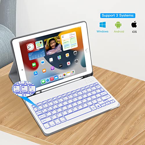 Xiwmix Ultra-Slim Wireless Bluetooth Keyboard - 7 Colors Backlit Universal Rechargeable Keyboard Compatible With Ipad Pro/Ipad Air/Ipad 9.7/Ipad 10.2/Ipad Mini And Other Ios Android Windows Devices #TOP1