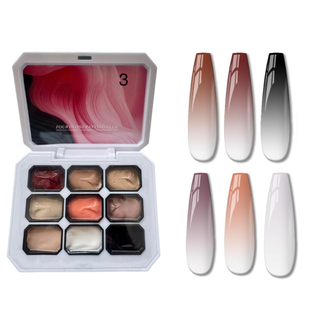 Kira Solid Cream GelPolish Set, 9 Colors Pudding Gel Nail Polish Palette with Nail Brush, Nude Pink Orange Red Solid Gel Polish Nail Art Kit Soak Off Portable Gift for Girls/Friend DIY Home