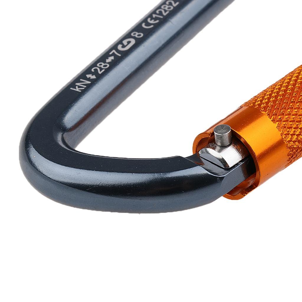 Qianly Mosquetón de Aluminio con Anilla en D de 28 KN con Bloqueo Giratorio + 20 KN Fijo
