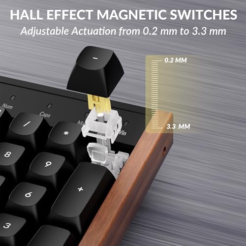 Image of Keychron K10 HE Hall Effect Keyboard, Ultra-Fast Lime Silent Banana Magnetic Switch, Full-Size Tri-Mode Wireless Keyboard with Rapid Trigger, Adjustable Actuation, RGB, Aluminum + Wood Frame - Black