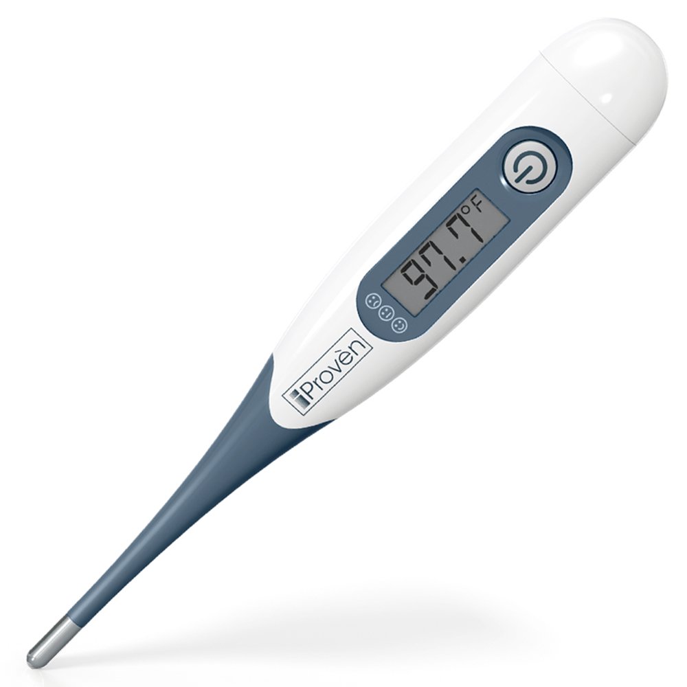 Termometro con indicazione febbre – veloce e preciso – Termometro digitale per la misurazione orale, ascellare e rettale – Iprovèn dt-r1221 a, colore bianco