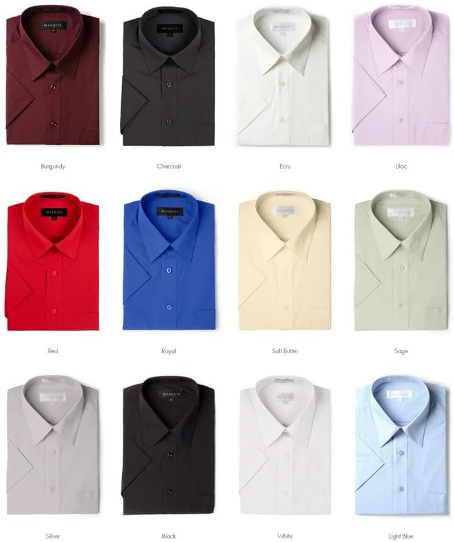 Marquis Men's Short Sleeve Dress Shirt, Cotton Blend Broadcloth, Classic Fit - Work, Events & Casual Wear - Image 2