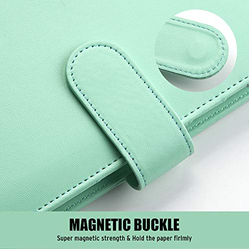 Image of Sooez A6 Notebook Binder, 6 Ring Planner With Stylish Design, Loose Leaf Personal Organizer Cover With Magnetic Buckle Closure, PU Leather for Women With Macaron Colors, 7.48 inchx5.2 inch