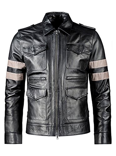 VearFit Residents Evils SuperHero Black Pu Faux Leather Jacket for Men Movie Hero