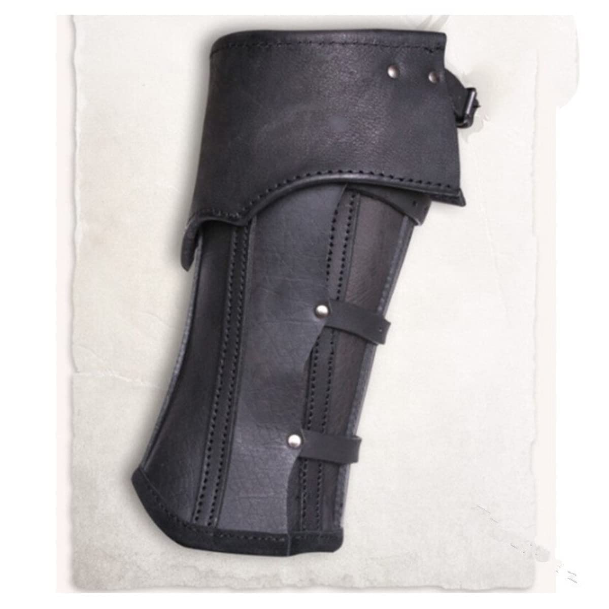 Mittelalterlicher gotischer Bein Schutzverstellbares Schuhschnalle in Leder PU Greav Hälfte Chaps Viking Ritter Bein Rüstung Vintage -Stiefel Cover Gitter, mittelalterlicher Stil,Braun