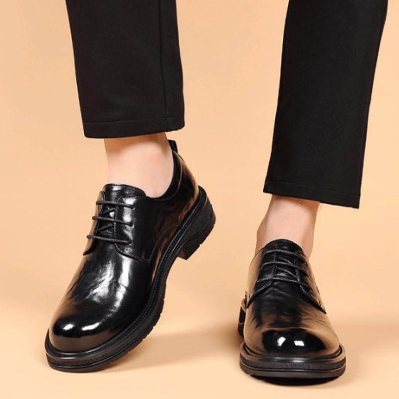 Men's Genuine Leather Lace Up Oxfords Comfort Wide Round Toe Non-Slip Dress Shoes Anti-Slip Formal Duty Work Shoes2