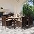 Vongrasig 7 Piece Small Patio Dining Set, Space-Saving Outdoor Wicker Furniture Conversation Set with Wood Table and Cushioned Rattan Chairs for Lawn, Garden, and Backyard (Brown)