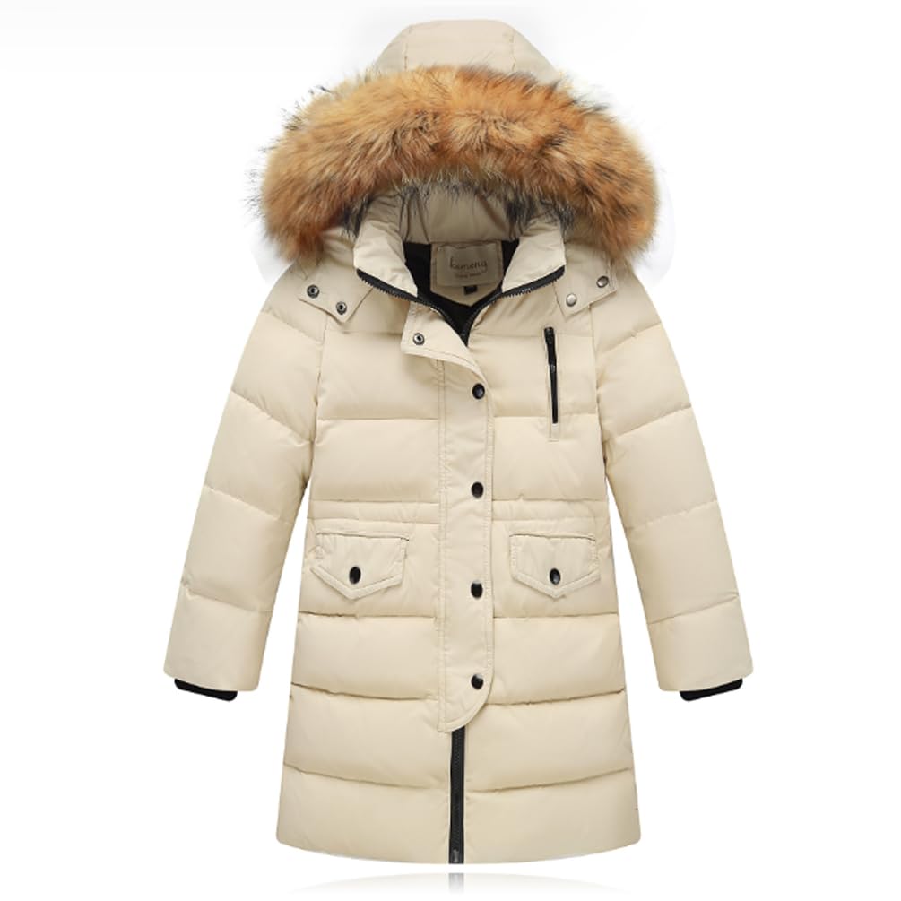 Abrigo Largo Invierno para Niño Niña Chaqueta Plumas con Capucha Ropa de abrigo de Invierno Caliente Acolchada Largo