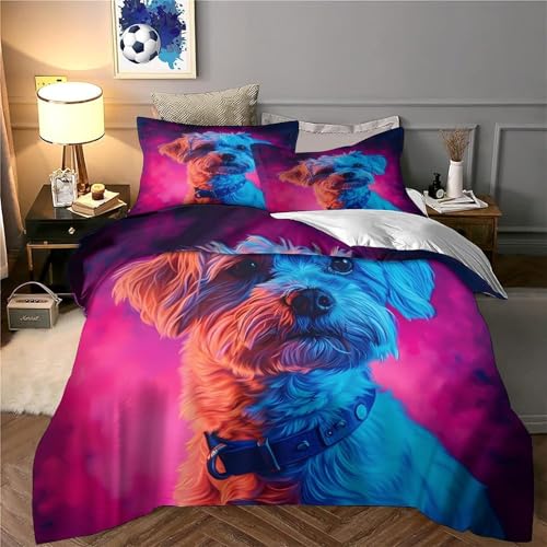 Housse de couette effet 3D chien néon en microfibre résistante haut de gamme