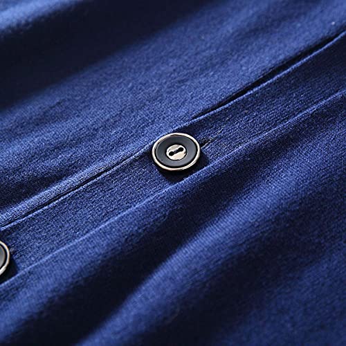 ZHILI Men's Cardigan Pure Color Sweater 100% Cotton4