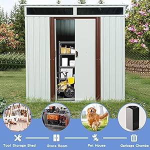 65ftoutdoorgalvanizedmetalstorageshedlargegardenshedswslidingdoorsandpadlockrustandwaterproofwithwindowandpunchedventstoolshedsforbackyardlawnwhite Urban Country Home Decor 65 ft outdoor galvanized metal storage shed large garden sheds wsliding doors and padlockrust and waterproofwith window and punched ventstool sheds for backyardlawnwhite urban country home decor