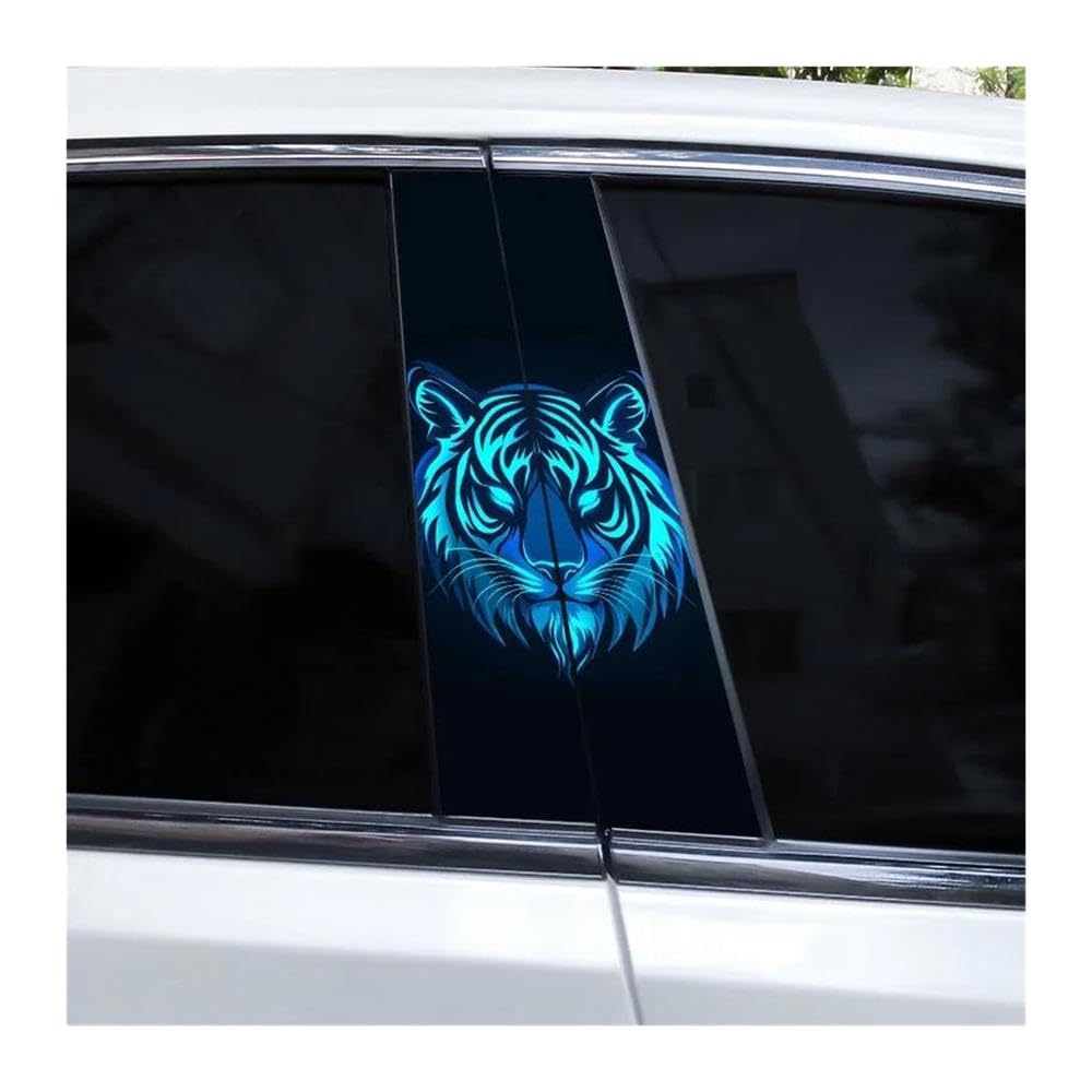 Decorative Items 1pair Colorful Lion Head Stickers Car B-Pillar Decorative Stickers DIY Car Center Column Stickers(G)