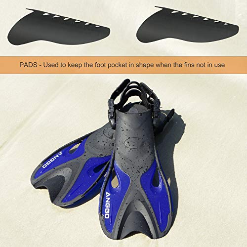 ANGGO Adult Short Swim Fins with Adjustable Strap for Snorkeling and Diving - Thumbnail 4
