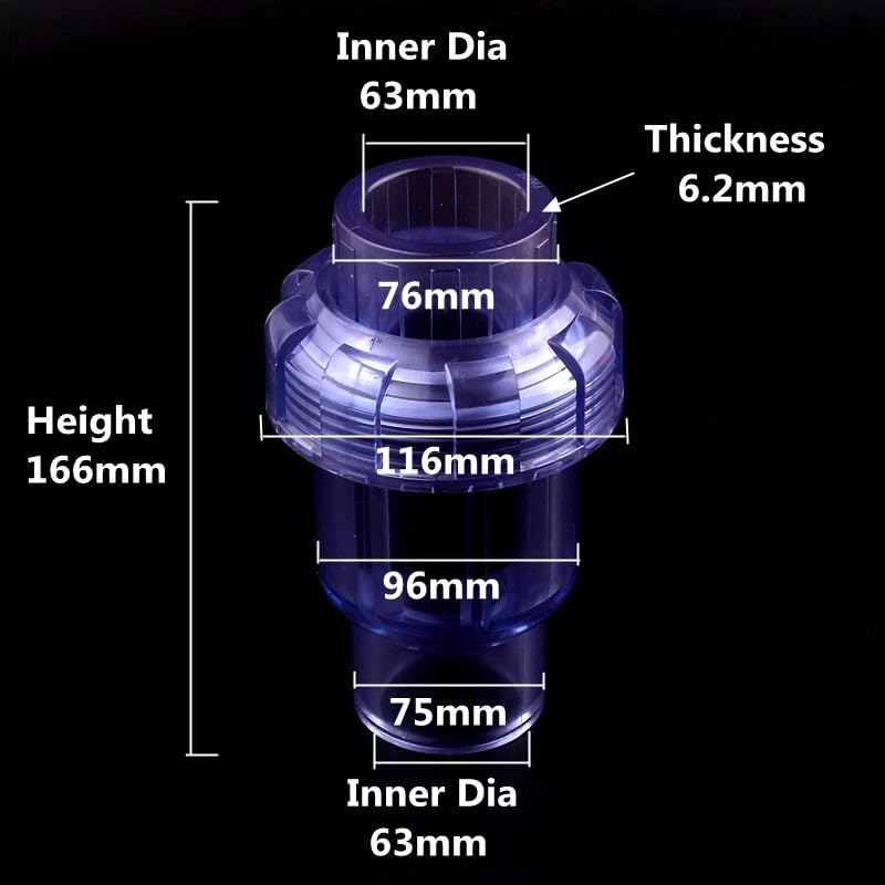 Válvula de retención Tipo Enchufe de UPVC de 20 a 63 mm, Junta de unión de PVC for Tanque de Acuario, tubería de Agua Industrial, válvula antirretorno.(Inner Dia 63mm)