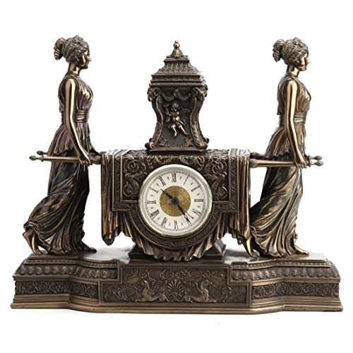 Unicorn Studio 12 Inch Tall Versailles Maidens Mantel Clock Resin Sculpture Bronze Finish