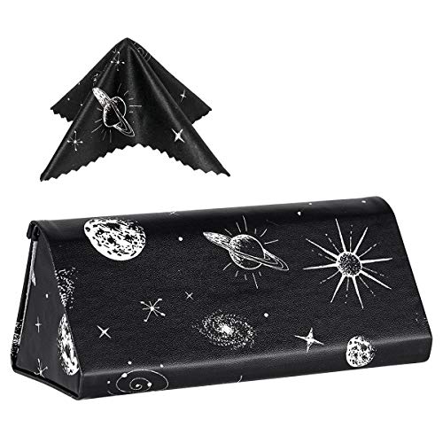 Image of Foldable Glass Sunglasses Case, Leather Portable Eyeglass Case for Men & Women