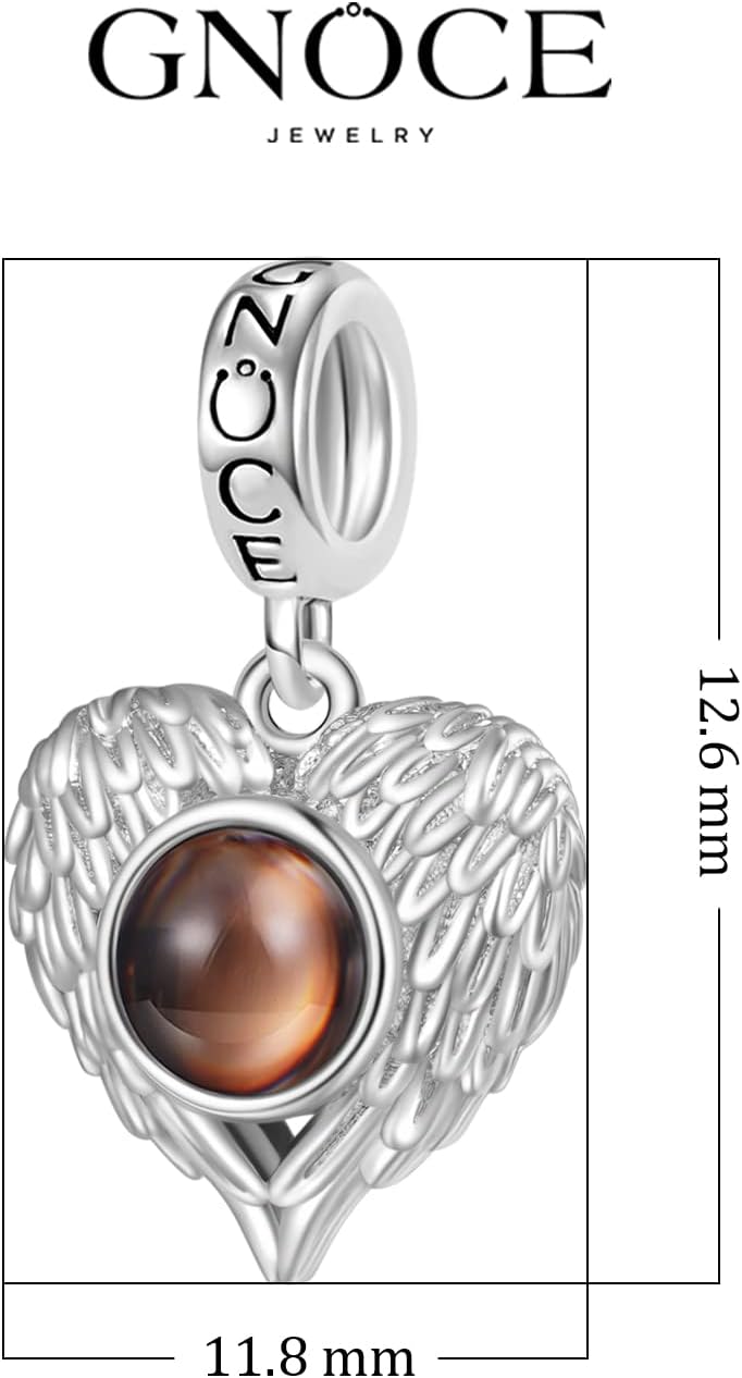 GNOCE Projection Personalized Photo Pendant Charm 925 SterlingSilver Dangle Charms for Bracelet Jewelry Gift For Women Wife Fit Snake Chain Bracelets/Necklace (Photo-4)
