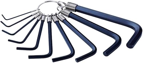 kippen 1067AX Lot de 10 clés hexagonales à boutons en acier bruni. Dimensions : 1,5-10 mm