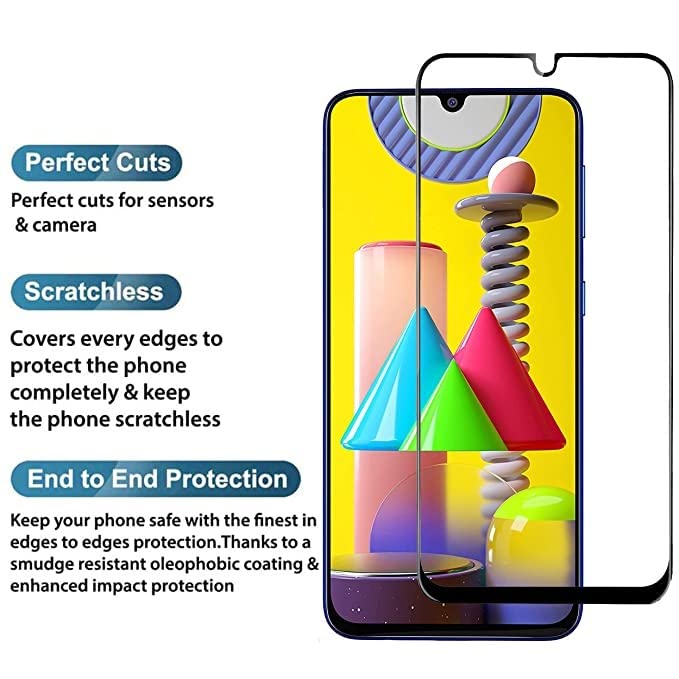 Image of Screen Protector for Samsung Galaxy M50S | M50 (Black) Tempered Glass Edge-to-Edge 6D Screen Guard With Installation Kit