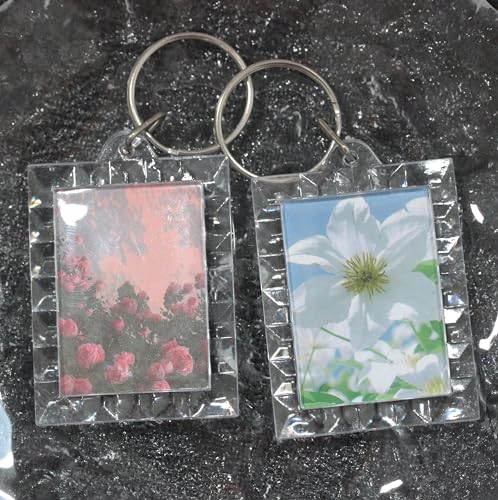 Image of BetterJonny 20Pcs Acrylic Picture Keychain Blanks in Clear Acrylic Picture Frame Keyrings